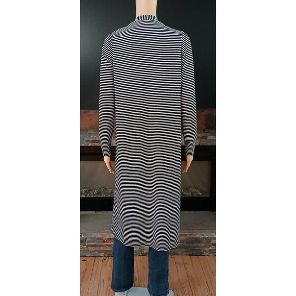 Kye Mi Women's Long Cardigan Open Front Lightweight Pockets Striped Flowy Jacket - Picture 7 of 11